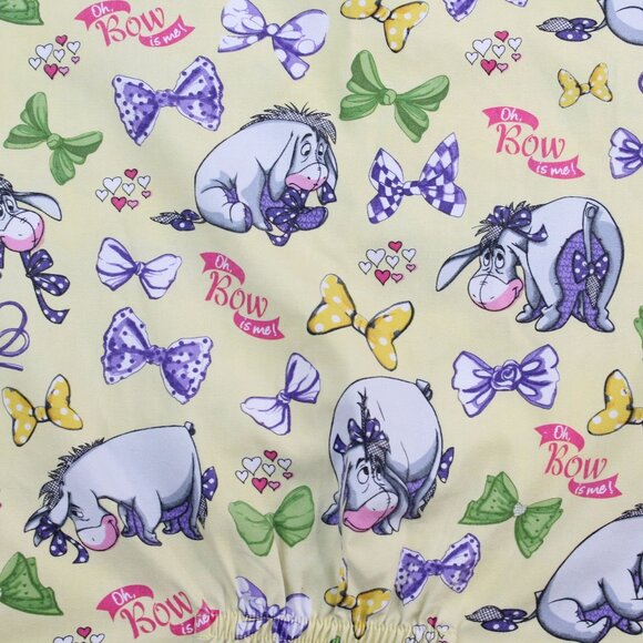 Disney Women Small Winnie The Pooh Eeyore Oh Bow Is Me Medical Uniform Scrub Top - Picture 5 of 10